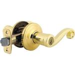 Kwikset SmartKey Polished Brass Universal Keyed Entry Door Lever