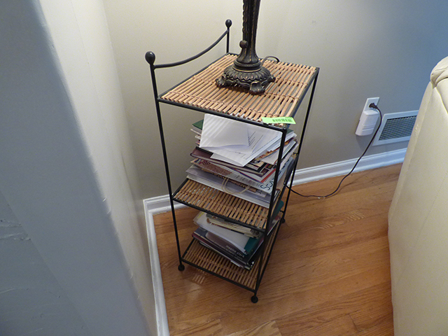 lot 1019 image: Black Bamboo 3 Shelf Table 26 x 12