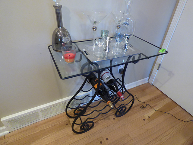 lot 1023 image: Imported Wine Rack with Glasses and Bottles, not wine