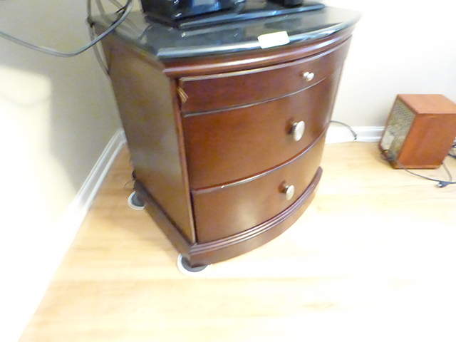 lot 1052 image: Imported Night Stand or Table with 3 Drawers and Granite Top 28W 21D 29H