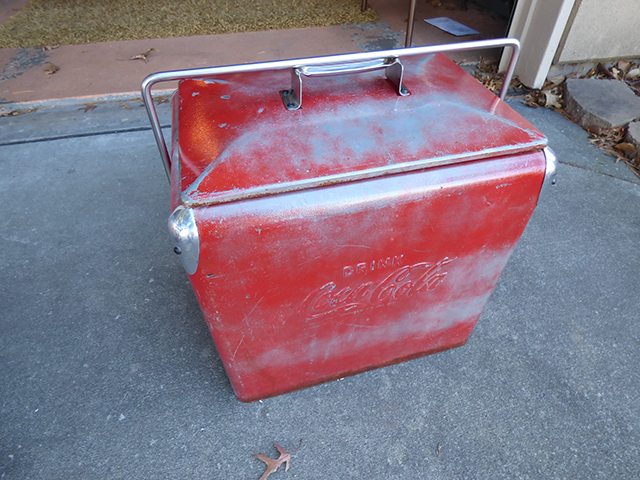 lot 1102 image: Newly Refinished Collectors Coca Cola Cooler, Made in Arkansas City, KS Excellent Condition
