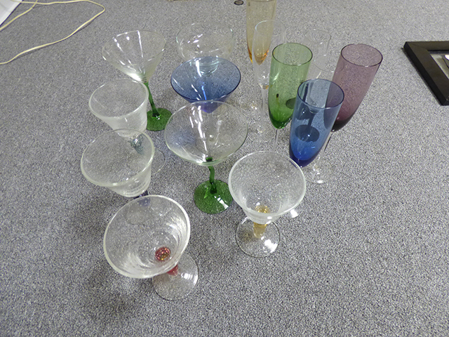 lot 1182 image: Pier One Martini, Liquor, and Champagne Glasses - 15 Total
