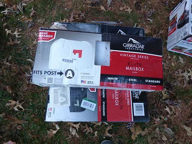 lot 1194 image: 2 New Steel and 1 Plastic Mailboxes