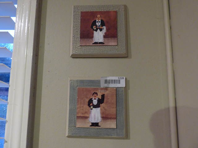 lot 1228 image: 6 x 6 Chef Deco Tiles  Life is Good Sign & Cutting Board.