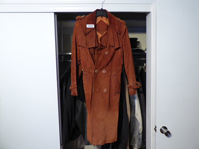 lot 1262 image: Mens Rust Colored Brazilian Leather Full Length Double Breasted Coat - large