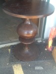 Unique high dollar table large solid wood base bottom what is repaired professionally very nice table