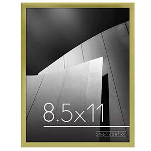 lot 54294 image: Americanflat 8.5x11 Picture Frame with Shatter-Resistant Glass - Streamline Collection - Thin Border Photo Frame for Wall and Tabletop Display - Hanging Hardware and Easel Back Included - Gold