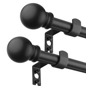 lot 54298 image: Black Curtain Rods 2 Packs for Windows 31- 46, Decorative Drapery Rod Adjustable by Splicing, 58 inch Small Curtain Rod for Bedroom, Living Room, Kitchen and Outdoors