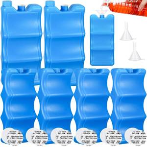 lot 54323 image: Sunnychicc 6 Pcs 22 oz Disguised Container Plastic Ice Block Flask Disguised Flask Concealed Bottle Fake Portable Beverage Container for Cruise Sporting Concert with 2 Funnel, 18 Leakproof Lid Seals