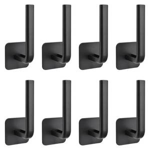 lot 54325 image: INCREWAY Curtain Holders Hooks, 8Pcs Decorative Wall Mounted Drapery Tiebacks, Self Adhesive Drapery Curtain Tiebacks, L Shaped Curtain Hooks for Home Curtain Decor, Black