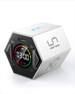 lot 54331 image: Ticktime Pomodoro Timer, Productivity Cube, Hexagon Magnetic Flip Focus Timer, Mute & Adjustable Sound Alert, for Work, Office, ADHD, Study, Task, 3510152530min & Custom Countdown - Gray