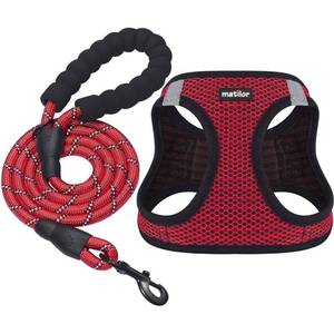 lot 54334 image: matilor Dog Harness Step-in Breathable Puppy Cat Dog Vest Harnesses for Small Medium Dogs Red