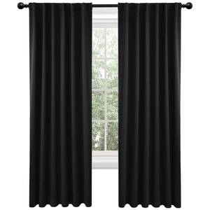 lot 54336 image: Deconovo Blackout Curtains 84 Inches Long, Black Blackout Curtains for Bedroom - 2 Panels, 52x84 Inch, Room Darkening Curtains for Living Room, Back Tab and Rod Pocket Black Curtains