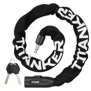 lot 54352 image: Titanker Heavy Duty Bicycle Lock Chain with Keys - 3 Feet Anti-Theft Lock for Bikes, Motorcycles, Doors, Gates, Fences, Grills (6mm Thick)