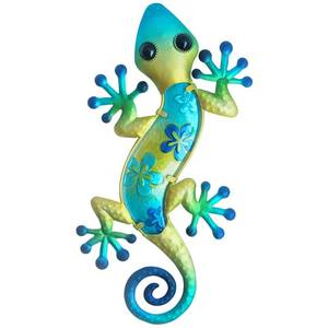 lot 54365 image: Comfy Hour Spring Is Here Collection 14 Green Blue Metal Art Gecko Wall D�cor, Lizard Home Decoration