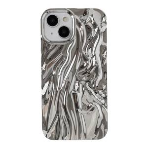lot 54376 image: Caseative for iPhone 12 Pro Max Case,Pleated Water Ripple Chrome Wave Pattern Soft Compatible with iPhone Case (Silver,iPhone 12 Pro Max)