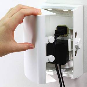 lot 54397 image: Baby Safety Outlet Cover BOX Patent Pending Double Lock for Much Better Toddler Proofing, Easier Operation, Simple 3 Step Install with Included Screws. Provides Extra Space Inside for Plugs,Adapters