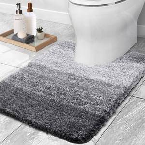 lot 54398 image: OLANLY Luxury Toilet Rugs U-Shaped 24x20, Extra Soft and Absorbent Microfiber Bathroom Rugs, Non-Slip Plush Shaggy Toilet Bath Mat, Machine Wash Dry, Contour Bath Rugs for Toilet Base, Grey
