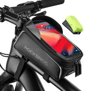 lot 54418 image: ROCKBROS Bike Bag Top Tube Waterproof Bicycle Frame Bag Touch Screen Bike Pouch Bike Cell Phone Holder for Iphone 12 11 7 8 Plus Xs Max Below 6.7��