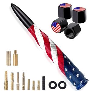 lot 54423 image: Car Truck Bullet Antenna with Valve Stem Caps for F150 F250 F350 Super Chevrolet Duty Raptor Dodge Ram 1500 2500 3500, Truck Accessories��Black ��- American Flag Design