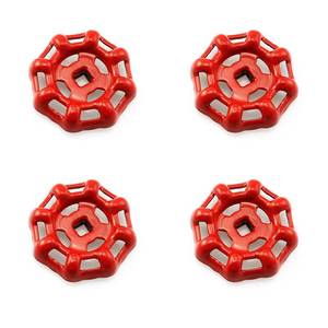 lot 54426 image: heyous 4pcs Cast Iron Valve Handle Gate Valve Ball Valve Hand Wheel Shutoff Valve Square Broach 6x6mm Wheel OD 51mm, Red