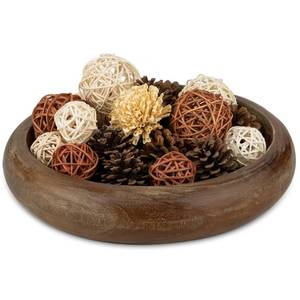 lot 54444 image: Hanobe Decorative Dough Wood Bowl Round Paulownia Wooden Bowls for Decor Rustic Centerpiece Bowl for Coffee Table, Brown
