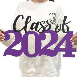 lot 54451 image: Graduation Party Decorations Purple Class of 2024 Wooden Sign Graduation Photo Props for College High School Graduation Party Supplies