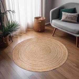 lot 54452 image: Hausattire Hand Woven Jute Braided Rug, 3�� Round �� Natural, Reversible Boho Entry Area Rugs for Kitchen, Living Room I Farmhouse Decorative Floor Rug, 3 Feet Round