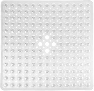 lot 54457 image: Yimobra Shower Stall Mat Non Slip, 21x21 Inch, Soft Square Bath Mat for Shower with Suction Cups and Drain Holes, Stall Floor Mats for Bathroom, Machine Washable, Bathroom Accessories, Clear