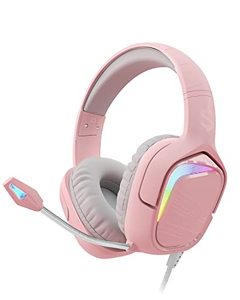 lot 54458 image: Black Shark Gaming Headset for PC, PS4, PS5, Xbox, Switch, All-in-1 Gaming Headphones with Ultra-Clear Bendable Mic, 50mm Dynamic Drivers, Noise Isolation Ear Cushions, in-line Controls - Pink