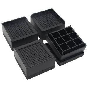 lot 54459 image: HANIHUA 4 Sets Black Bed Risers Furniture Risers 1.5 inch, Heavy Duty Bed Lifts Risers for Table, Sofa, Chair, Couch, Desk, Adjustable Bed Frame Risers Supports Up to 1,500 Lbs