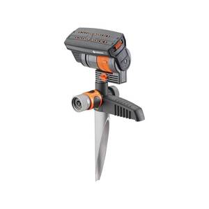 lot 54462 image: Gardena 18709-81 ZoomMaxx Oscillating Sprinkler on Metal Step Spike, Grey, Orange