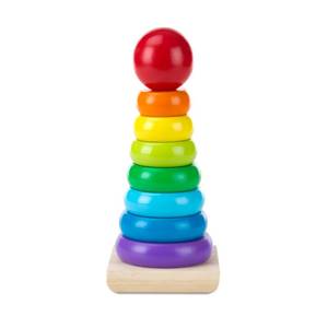 lot 54465 image: Melissa & Doug Rainbow Stacker, Wooden Ring Educational Toy for Toddlers, Stacking Rings Baby Toy with 8 Pieces