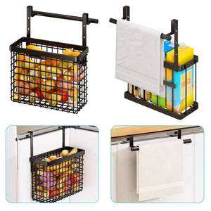 lot 54470 image: Under Sink Organizer, 2 Pack Hanging Cabinet Door Organizer,Kitchen Cabinet Organizer and Storage with Towel Holder, Over the Cabinet Door Organizers for Fruit, Onion, Potato, for Pantry Bathroom