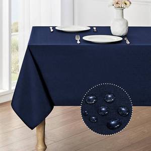 lot 54484 image: Veblandy Rectangle Tablecloth Waterproof 52x70 inch Linen Textured Table Cloth Stain and Wrinkle Resistant Washable, Decorative Fabric Table Cover for Dining, Party and Camping, Navy Blue