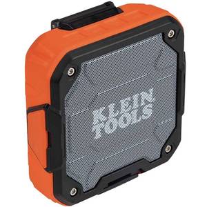 lot 54485 image: Klein Tools AEPJS2 Bluetooth Speaker With Magnetic Strip and Hook, Rechargeable, Wireless and Aux Capable, Hands Free Capable, Smart Phone Charging, 10 Hr Run Time, IP54 Dust and Water Resistant