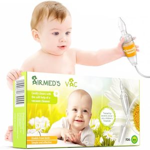 lot 54486 image: Airmeds Vac Nasal Aspirator Baby. CLINICALLY Tested, Safe and Gentle. Baby Nose Sucker with 2 Suction Heads and Cleaning Brush. Safe and Gentle Baby Nasal Aspirator with Strength of a Vacuum Cleaner