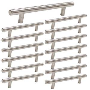 lot 54505 image: homdiy 15 Pack Brushed Nickel Cabinet Pulls Drawer Handles Cabinet Hardware Stainless Steel Cabinet Handles 4in Hole Centers Cupboard Pull Drawer Pulls, 201SN