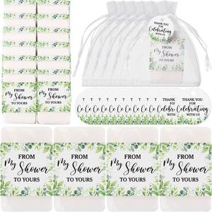 lot 54506 image: Queekay 48 Pack Mini Soap Favors Set Scented Soap Party Favors Bridal Shower Gifts for Guests Baby Shower Favors with Thank You Tags and Organza Bags for Girl Boy Housewarming Gifts��Leaf��