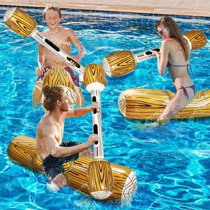 lot 54508 image: TURNMEON 6Pcs Battle Log Rafts Pool Games for 3 Players Pool Toys for Kids Age 8-12 Adults, Inflatable Floating Row Pool Floats, Pool Game for Adults and Family Summer Pool Party Beach (49 x 10 in)