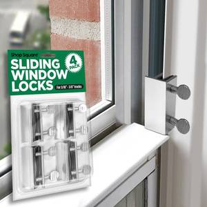 lot 54526 image: Shop Square Window Locks, 4 Pack Aluminum Thumb Turn Window Lock, Secure Sliding Windows & Doors, No-Drill Install, Child Proof, Indoor Outdoor, Requires 28-36mm Clearance
