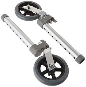 lot 54536 image: Drive Medical 10115 Swivel Lock Walker Wheels, GraySilver (Pack of 2)