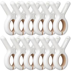 lot 54549 image: 12 Pack Plastic Clothes Pins with Strong Anti-Rust Springs,Heavy Duty Beach Towel Clips,Laundry Clothespins to Keep Your Towel, Clothes, Blankets to Dry on Clothesline and Hanging Rack
