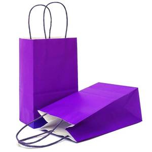 lot 54552 image: AZOWA Gift Bags Small Kraft Paper Bags with Handles (5 x 3.1 x 8.2 in, Purple, 12 Pcs)