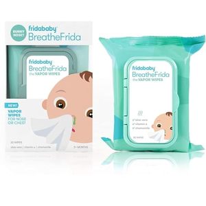 lot 54554 image: Frida Baby Breathefrida Baby Vapor Wipes for Nose, Chest, Feet, Alcohol Free, Made with Aloe, Vitamin E & Chamomille, 30 Count
