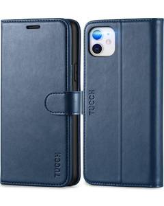 lot 54555 image: TUCCH Case Wallet for iPhone 11, PU Leather Flip Folio Case with Shockproof TPU Inner Shell, RFID Blocking Card Holder Kickstand Phone Cover Compatible with iPhone 11 6.1-inch 2019, Dark Blue