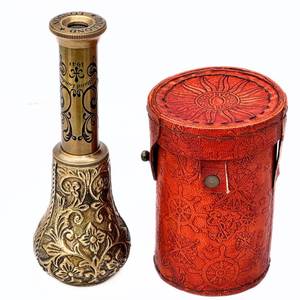 lot 54561 image: Handmade Royal Pirates Handicraft Dollond London Antique Handheld Telescope with Leather Case Marine Nautical Spyglass Outdoor Activities Home Decor