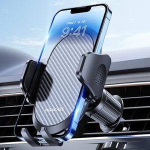 lot 54581 image: Miracase Phone Holders for Your Car with Newest Metal Hook Clip, Air Vent Cell Phone Car Mount, Hands Free Universal Automobile Cradle Fit for iPhone Android and All Smartphones, Dark Black