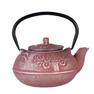 lot 54608 image: Cast Iron Teapot,SECHUDO Pink Tea Kettle,Japanese Cast Iron Teapot with Stainless Steel Infuser for Stovetop Safe (20.3OZ600ML)