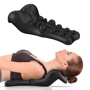 lot 54612 image: Fanlecy Neck and Shoulder Relaxer with Upper Back Massage Point, Cervical Traction Device Neck Stretcher for TMJ Pain Relief and Cervical Spine Alignment Chiropractic Pillow (Black)